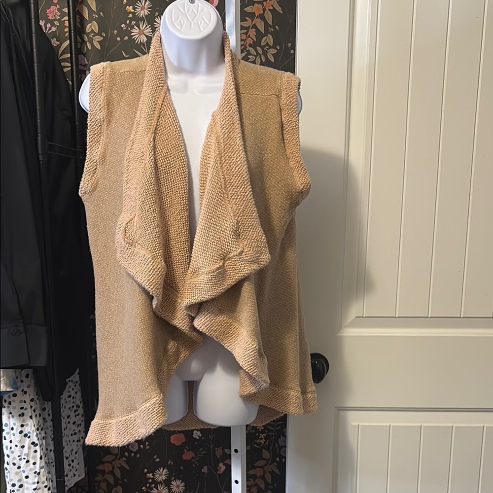 Matilda Jane Tan Sleeveless Draped Knit Cardigan Vest